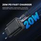 Preview: TOPK B210P 20W PD USB/USB-C EU Dual Port QC 3.0 PD 3.0 Schnellladegerät schwarz